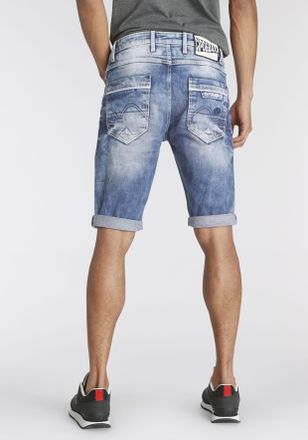 Cipo & Baxx Jeansbermudas CIPO & BAXX, Herren, Gr. 33, N-Gr, blau, Denim/Jeans, Obermaterial: 98% Baumwolle, 2% Elasthan, Abriebeffekte, slim fit kniebedeckend, J