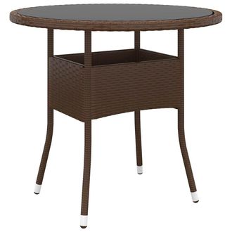 vidaXL Tavolo Giardino &Oslash;80x75 Cm Vetro Temperato E Polyrattan Marrone - Vidaxl
