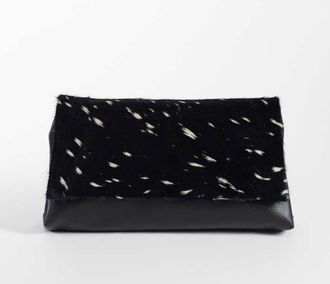 Asos Pochette in vera pelle cavallino con patta e stampa cerbiatto-Multicolore