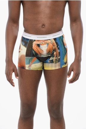 Dsquared2 Printed Cotton Blend Boxer with Contrasting Waistband size M