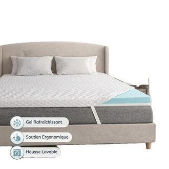 OEM Cubrecolch&oacute;n De Espuma Viscoel&aacute;stica, Funda Lavable, Relleno De Alta Densidad, 90x200cm, Blanco
