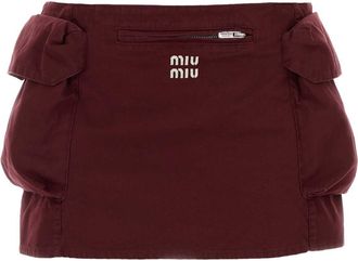 Miu Miu Burgundy Cotton Mini Skirt