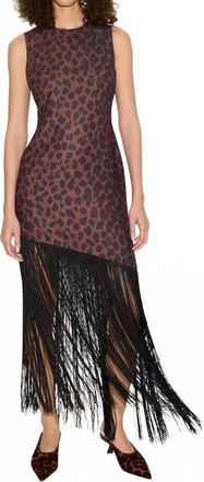 Simon Miller Casablanca Crepe Fringe Dress In Leopard