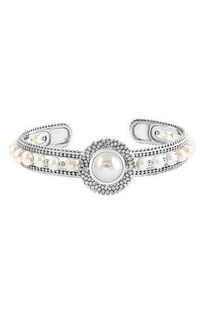 Effy Sterling Silver Cultured Freshwater Pearl Cuff Bracelet in White at Nordstrom Rack, Size 7