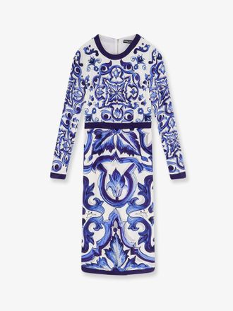 Dolce & Gabbana Vestito in misto seta con stampa Maiolica - DOLCE & GABBANA - gender_Woman