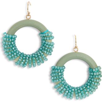 Natasha Beaded Circle Drop Earrings in Gold/Mint at Nordstrom Rack