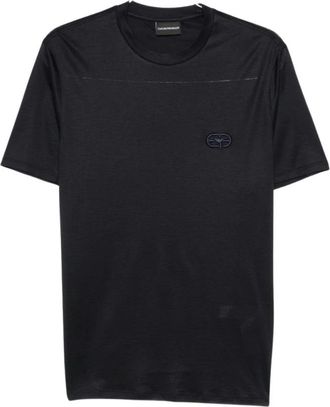 Emporio Armani T-shirt met ronde hals en logo - Heren - T-shirts - Zwart - L - Katoen - Tops