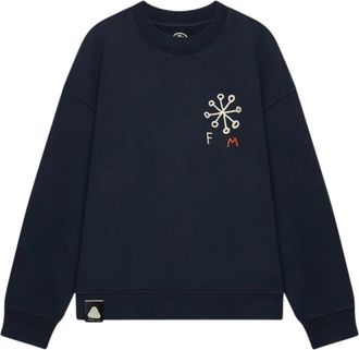 Flower Mountain Bakin-One Katoenen Sweater - Heren - Sweatshirts - Blauw - L - Katoen - Hoodies & sweatvesten