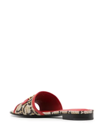 Ferragamo Gancini-Print Mule - Red