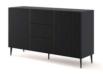 AKL FURNITURE C&oacute;moda efecto madera Negro LED