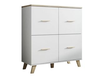 Mirjan24 Aparador Larfloi 105, Blanco + Roble Sonoma, 119x110cm, N&uacute;mero De Puertas: 445cm, Estanter&iacute;as, Aglomerado Laminado