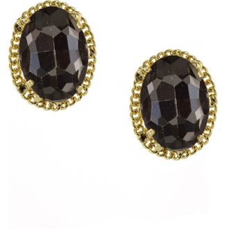 Olivia Welles Framed in Chains Crystal Stud Earrings in Gold /Grey at Nordstrom Rack
