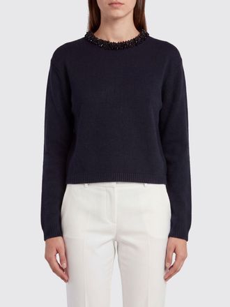 Semicouture Crystal-Embellished Crewneck Jumper in Wool and Cashmere