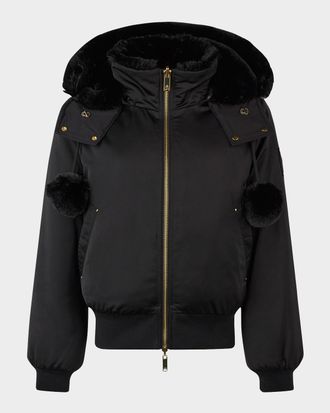 Moose Knuckles Debbie Reversible Faux-Fur Bomber Jacket with Detachable Hood