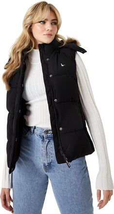 Jack Wills Mouwloze pufferjas voor dames (Zwart)