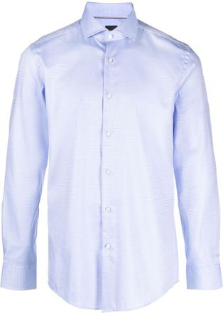 BOSS spread-collar long-sleeve shirt - men - Cotton/Lyocell - 39 - Blue