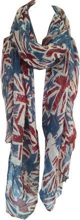 World of Shawls UK Flag Print Scarf Union Jack Womens London Fashion Denim Blue (Denim Blue)