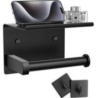 OEM Portarrollos De Papel Higi&eacute;nico De Pared Con Estante Y Gancho Para Toallas, De Acero Inoxidable (negro) - Crezuo