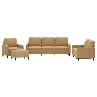 vidaXL Vidaxl - Set Di Divani 4 Pz Con Cuscini Marrone In Velluto