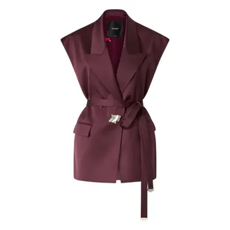 Pinko Vests, female, Red, Size: XS Melanzana Giacca Satin