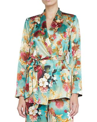 L'agence Everly Wrap Shawl Silk Blazer