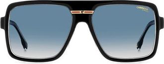 Carrera Victory 59mm Gradient Rectangular Flat Top Sunglasses in Black Crystal/Dark Blue at Nordstrom