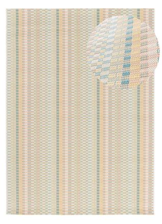Atticgo Alfombra exterior a rayas beige/azul/rosa 160x230 cm