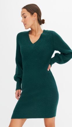 Bonprix Strickkleid BONPRIX Strickkleid, Damen, Gr. 52/54 (XXL), N-Gr, gr&uuml;n (tiefgr&uuml;n), Obermaterial: 67% Polyacryl, 30% Polyester, 3% Elasthan, loose fit, Kl