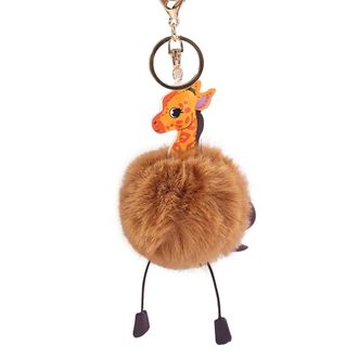 Generic Giraffe Keyring Faux Fur Fluffy Ball Pom Pom Keychain Lady Bag PendantProfessional Processed