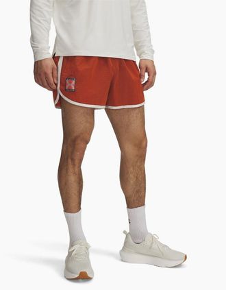 Under Armour Mens Run 96 Running Shorts with Curved Hem - Orange - Size: 32/30/31