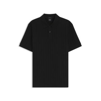 BOSS Vertical-stripe polo shirt in mercerised cotton