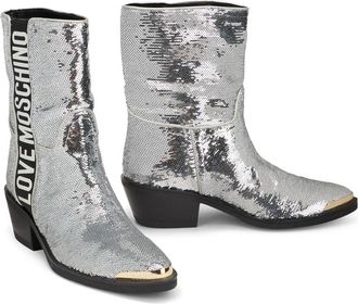 Moschino Puntlaarsjes met pailletten - Dames - Cowboylaarzen - Grijs - 37 EU - Pailletten - Schoenen