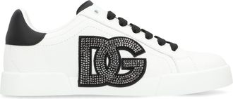 Dolce & Gabbana Womens Portofino Leather Sneakers White Calf Trainers