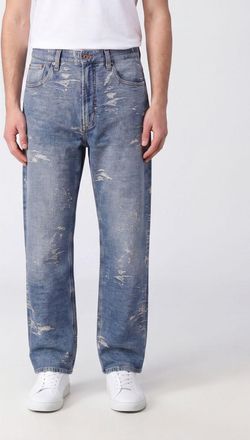 Emporio Armani Jeans a gamba larga in denim con logo Eagle