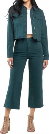 Judy Blue High Waist Tummy Control Garment Dyed Wide Leg Crop Jeans In Teal