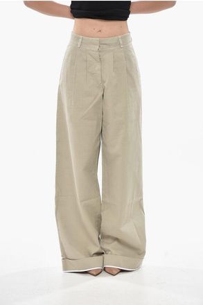 Palm Angels Cotton Pants GD LABEL with Two Pleats and Turn-Up Hem size 40