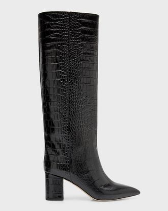 PARIS TEXAS Anja Croco Block-Heel Knee Boots