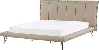Beliani Cama Con Somier Tapizada En Piel Sint&eacute;tica Beige Con Patas De Metal 180 X 200 Cm Estilo Moderno Betin