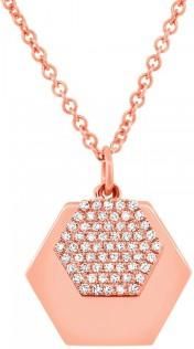 Allurez 0.14ct 14k Rose Gold Diamond Hexagon Necklace
