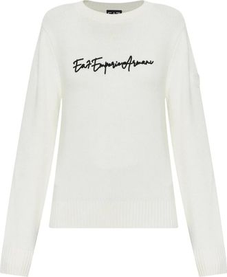 Emporio Armani Maglione con logo ricamato - - Knitwear - Donna - Bianco - M