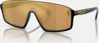 Ralph Lauren Polo Ralph Lauren - Ph4211u - Occhiali da sole irregolari nero lucido con lenti oro specchiate