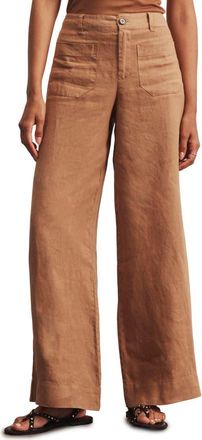 Sanctuary The Marine Linen Wide Leg Pants in Toasted Coconut Brown at Nordstrom, Size 32