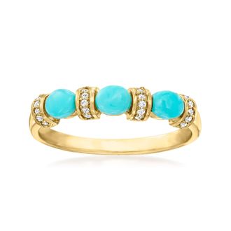 Canaria Canaria Turquoise Ring With Diamond Accents in 10kt Yellow Gold