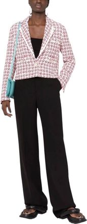 Ferragamo Patterned Boxy Jacket In Beige/khaki