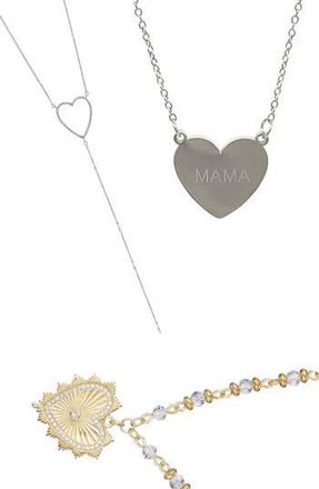 Adornia Set of 3 Mama Heart Necklaces in Silver at Nordstrom Rack