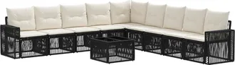 vidaXL Conjunto De Sof&aacute;s De Jard&iacute;n 10 Uds. Negro Y Blanco Crema Vidaxl