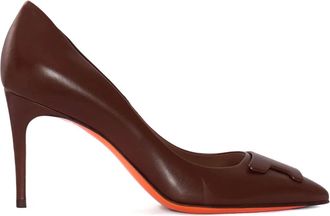 Santoni 85 mm leren pumps - Bruin