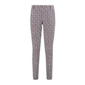 Hart by Helena Hart Chino Print Disc Roze Broek - Dames - Slim Fit Broeken - Veelkleurig - L - Katoen - Broeken