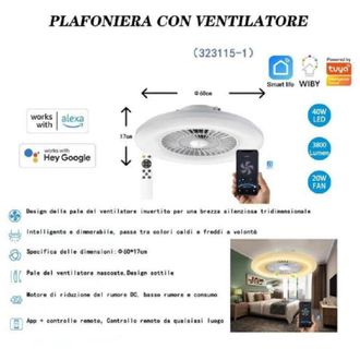 Trade Shop Trade Shop Traesio - Trade Shop - Plafoniera Con Ventilatore Dimmerabile 40w Silensioso App Telecomando 323115-1