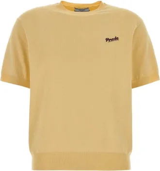 Prada Yellow Logo Crew Neck Sweater